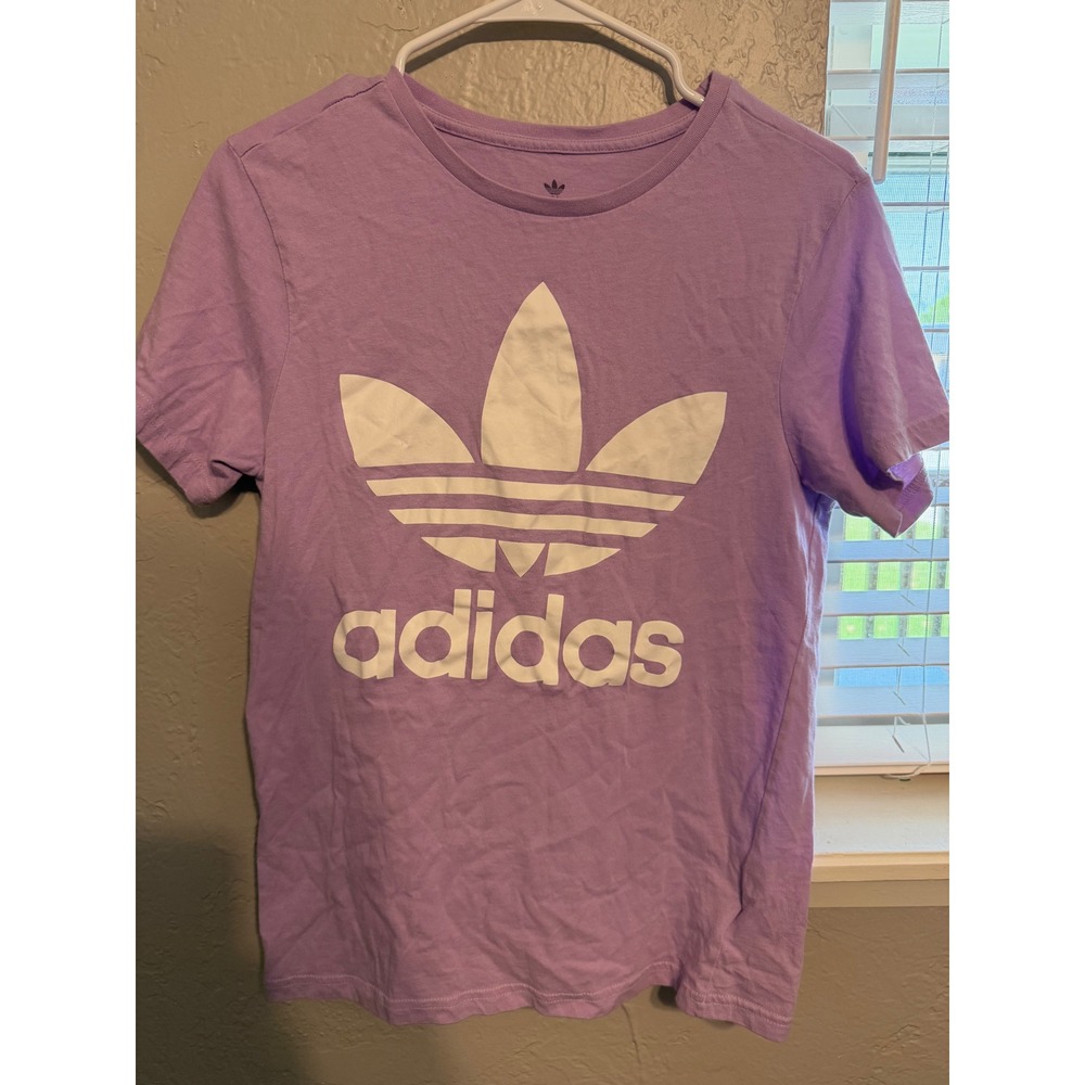 Adidas Originals Trefoil Logo T-Shirt Purple White Crewneck Short Sleeve Large